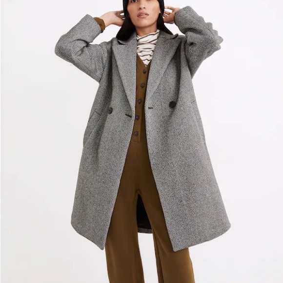 Madewell Jackets & Blazers - Madewell Herringbone Pea Coat in Gray